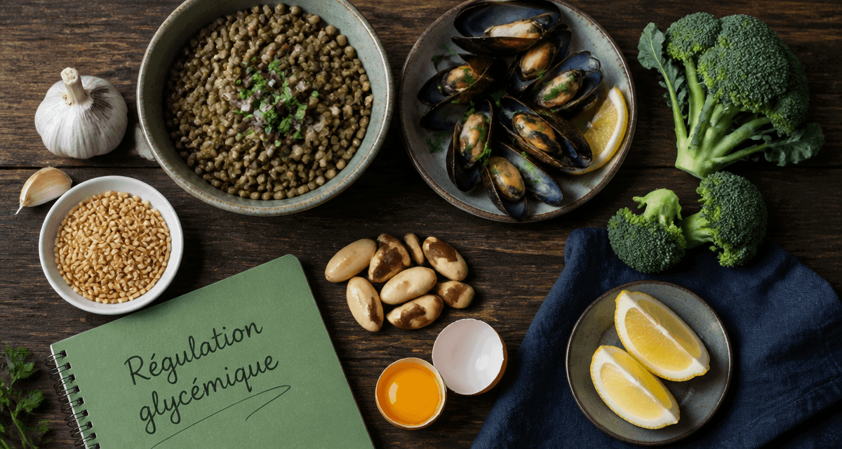 aliments riches en chrome en flat-lay