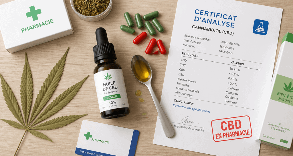 cbd en pharmacie sans ordonnance huile gélules certificat analyse