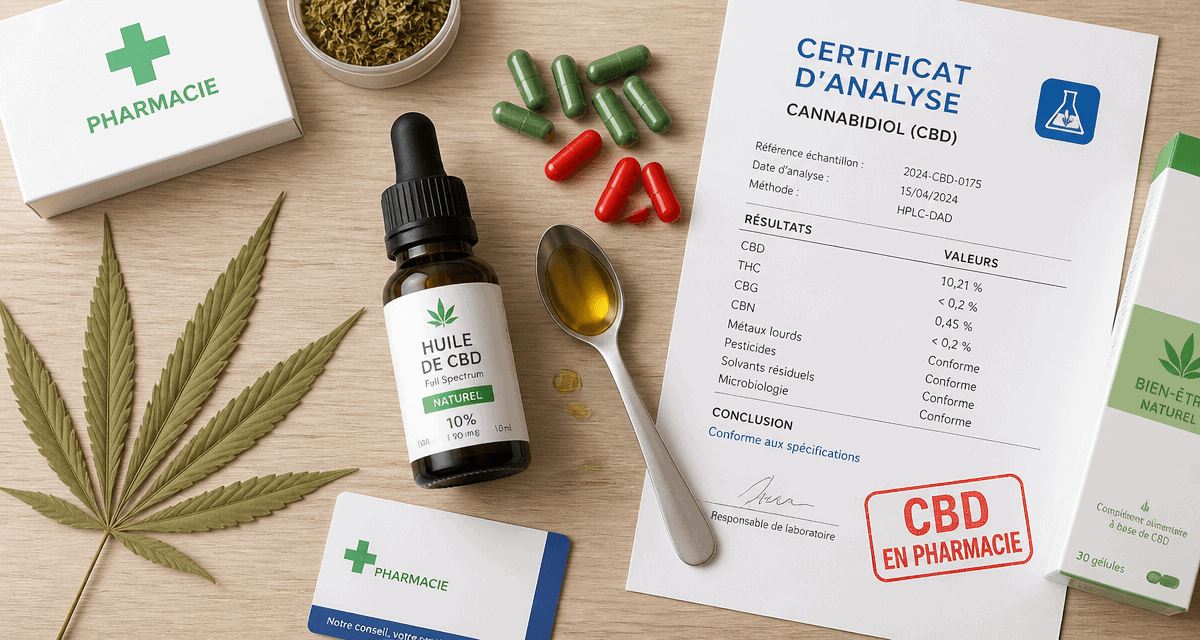 cbd en pharmacie sans ordonnance huile gélules certificat analyse