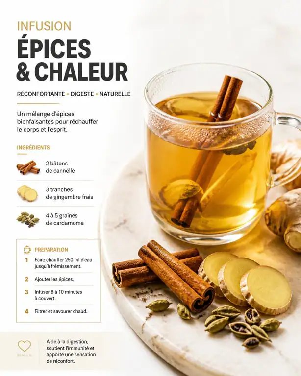 Boisson aphrodisiaque fait maison au gingembre et cannelle dans une tasse en verre