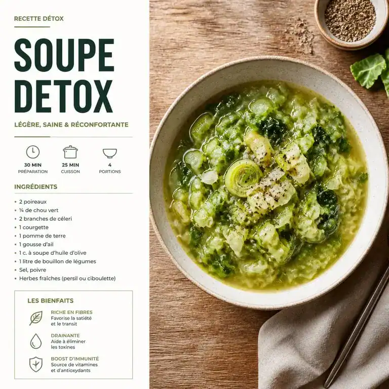 Bol de soupe detox ventre plat aux légumes frais