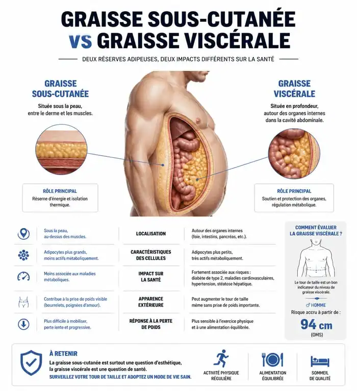 Infographie sur la graisse viscérale et la perte de poids homme