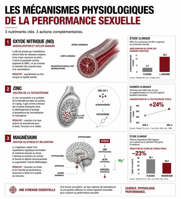 Infographie sur les aliments et nutriments pour l'endurance sexuelle et la vitalité