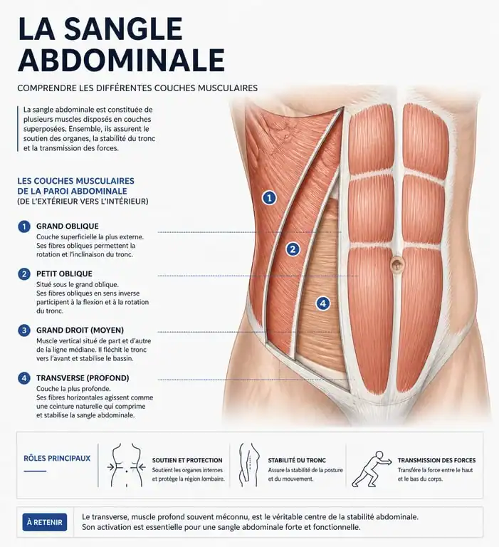 Schéma anatomique des muscles abdominaux pour un ventre plat