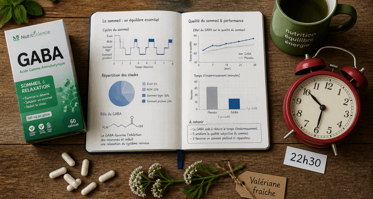 GABA effet au bout de combien de temps, compléments et carnet sur table