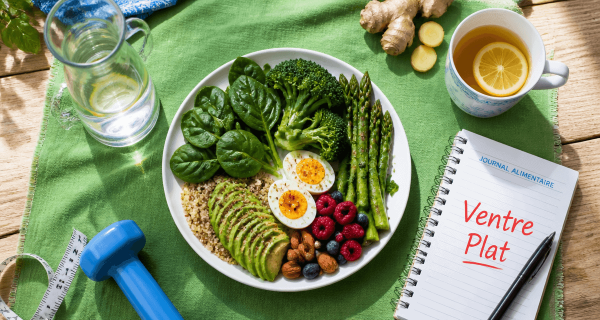 maigrir du ventre alimentation assiette légumes verts œufs quinoa