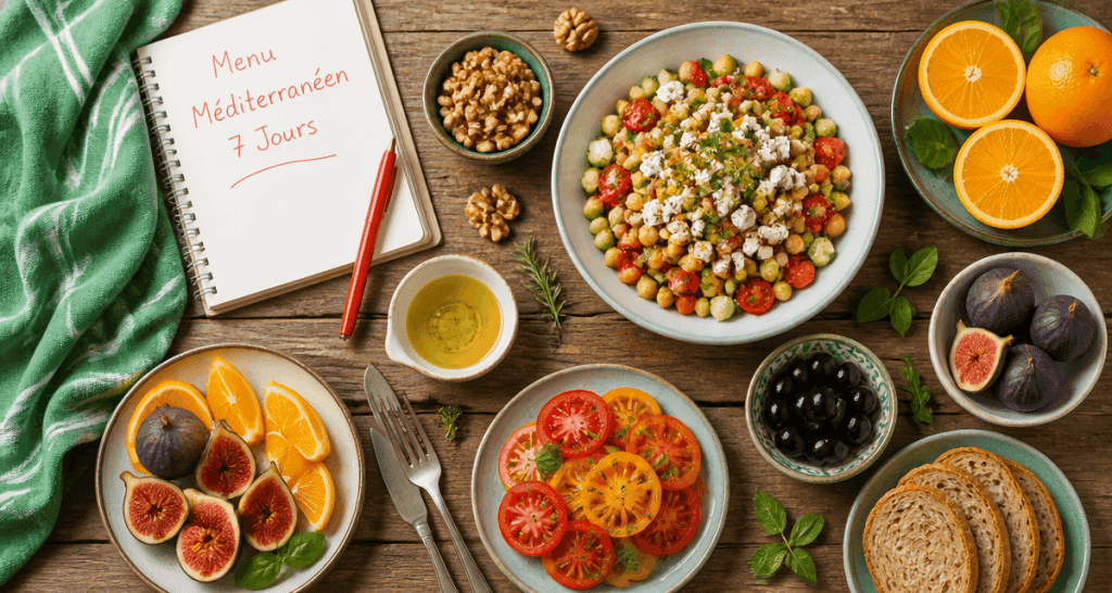 menu type regime mediterraneen plats variés table