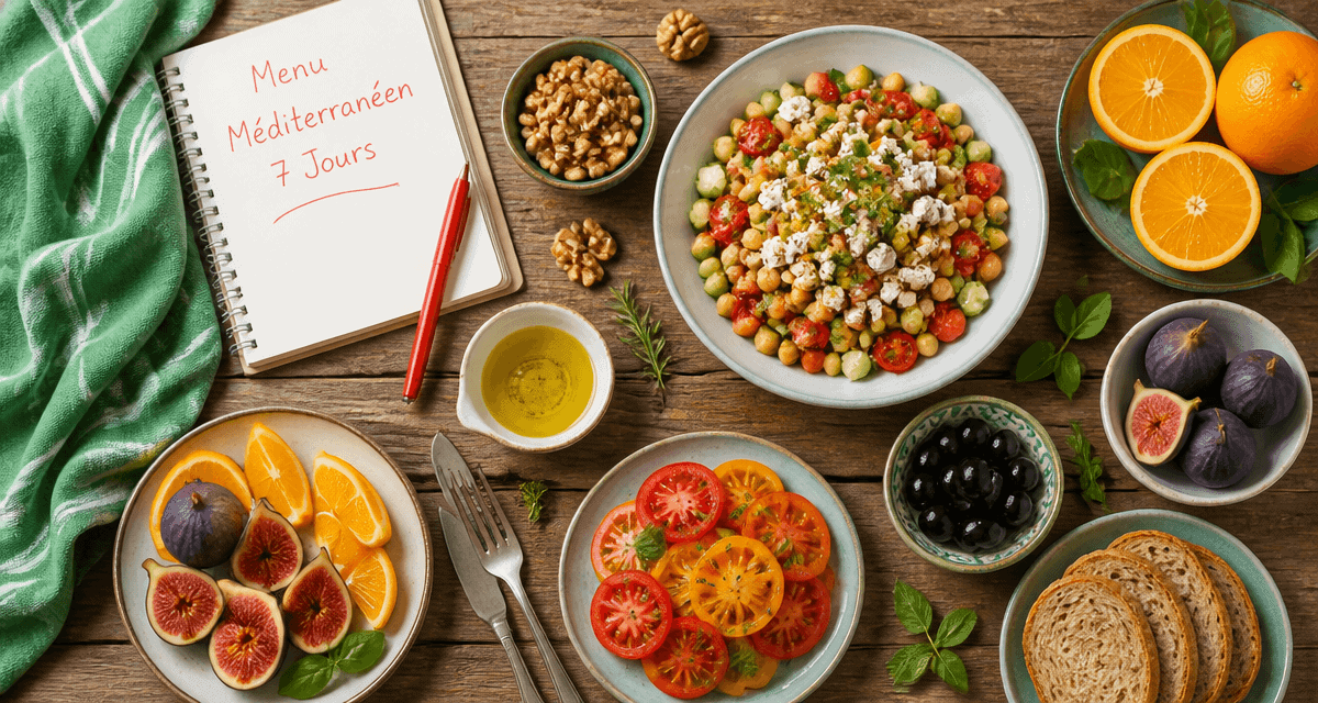 menu type regime mediterraneen plats variés table