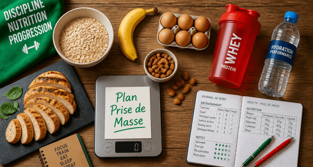 prise de masse musculaire aliments sur table