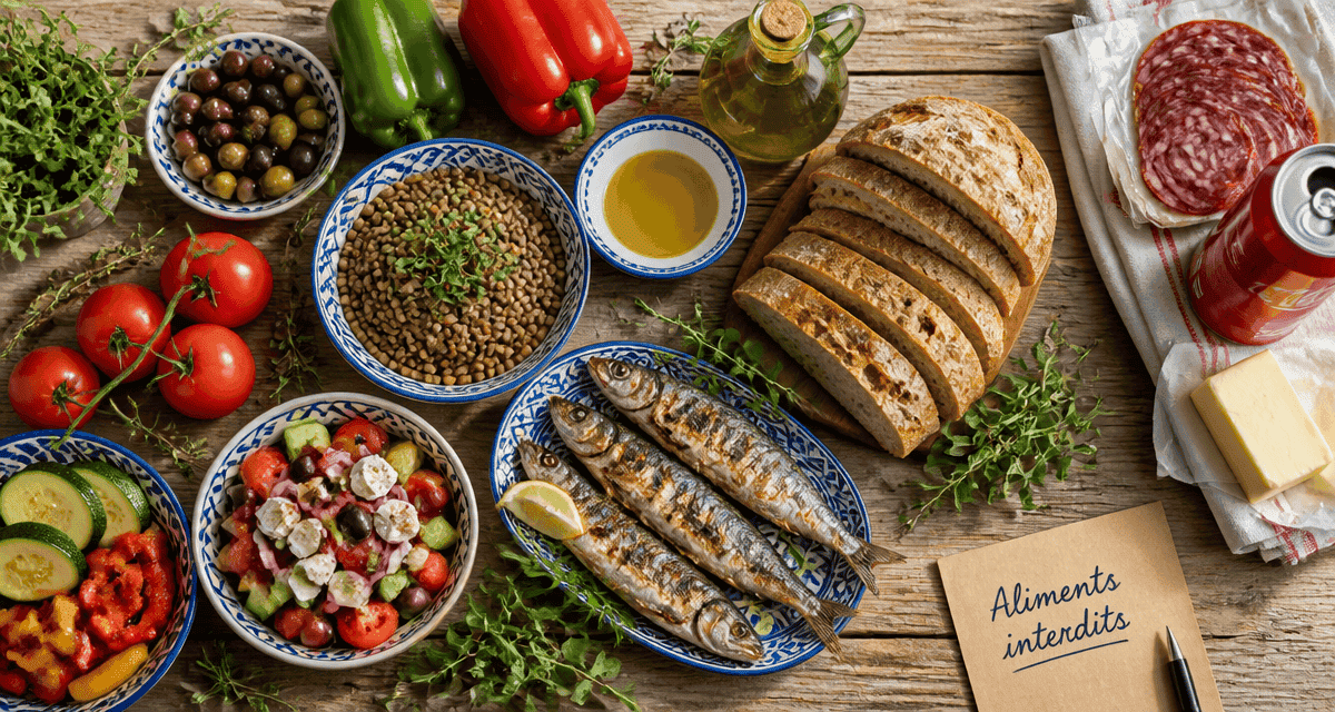 regime cretois aliments interdits vue table aliments