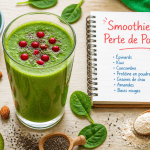 smoothie perte de poids vert avec graines de chia et baies
