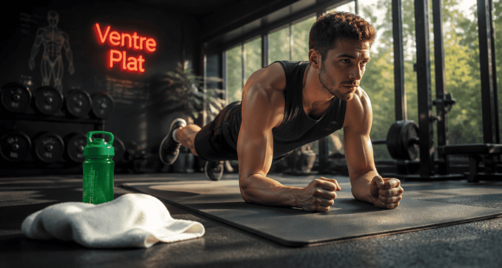 ventre plat et abdos exercice planche salle de sport
