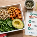 Bons glucides pour maigrir : bowl IG bas quinoa, pois chiches et patate douce