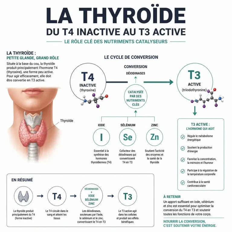 Schéma explicatif du fonctionnement de la thyroïde et des nutriments pour booster sa thyroïde pour maigrir