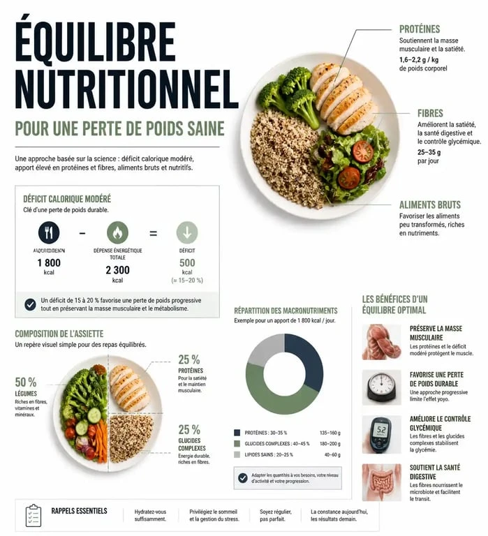 Infographie sur l'équilibre nutritionnel pour maigrir vite et bien