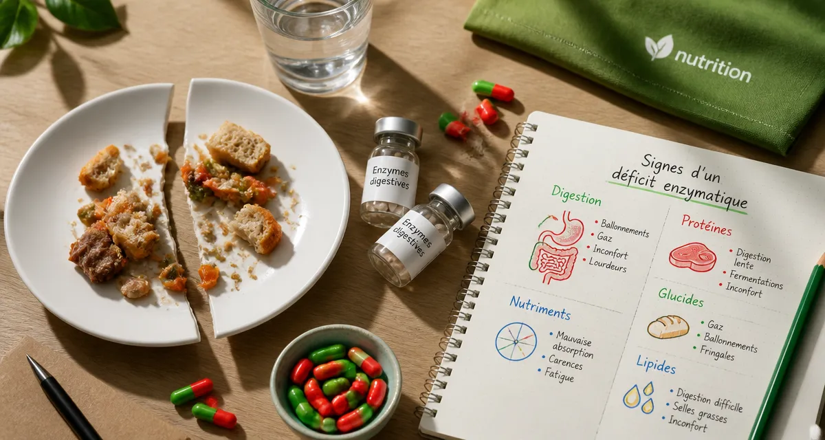 manque d enzymes digestives symptomes assiette aliments non digérés