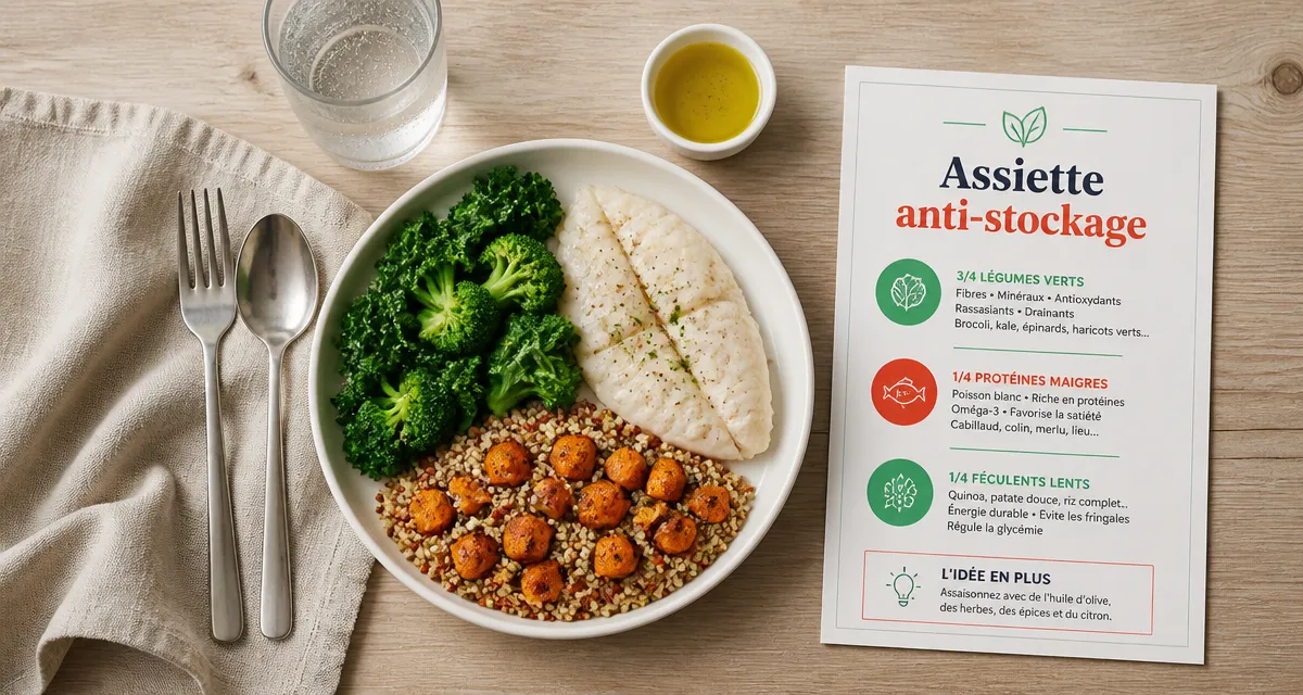 Quoi manger en regime : assiette anti-stockage pour perdre du poids