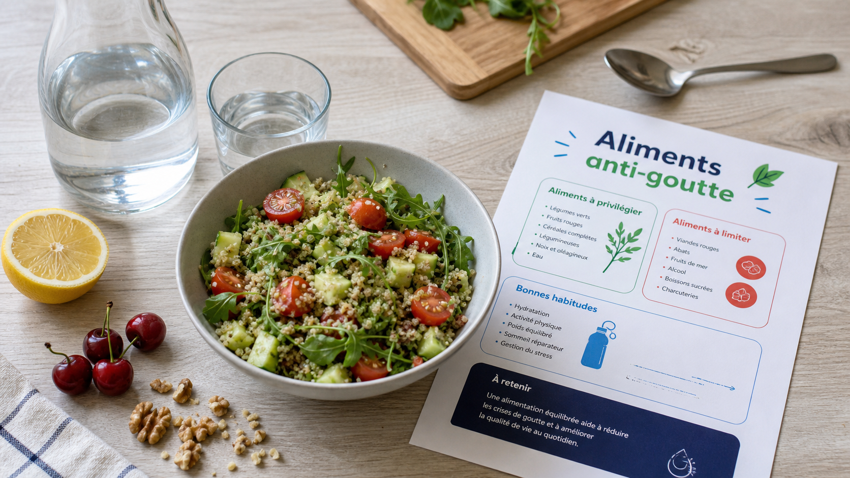 Alimentation pour crise de goutte : aliments anti-acide urique