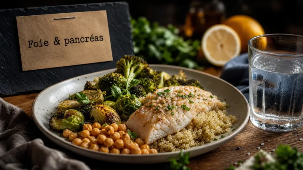 Aliments bons pour le foie et le pancreas : assiette équilibrée pour foie et pancréas