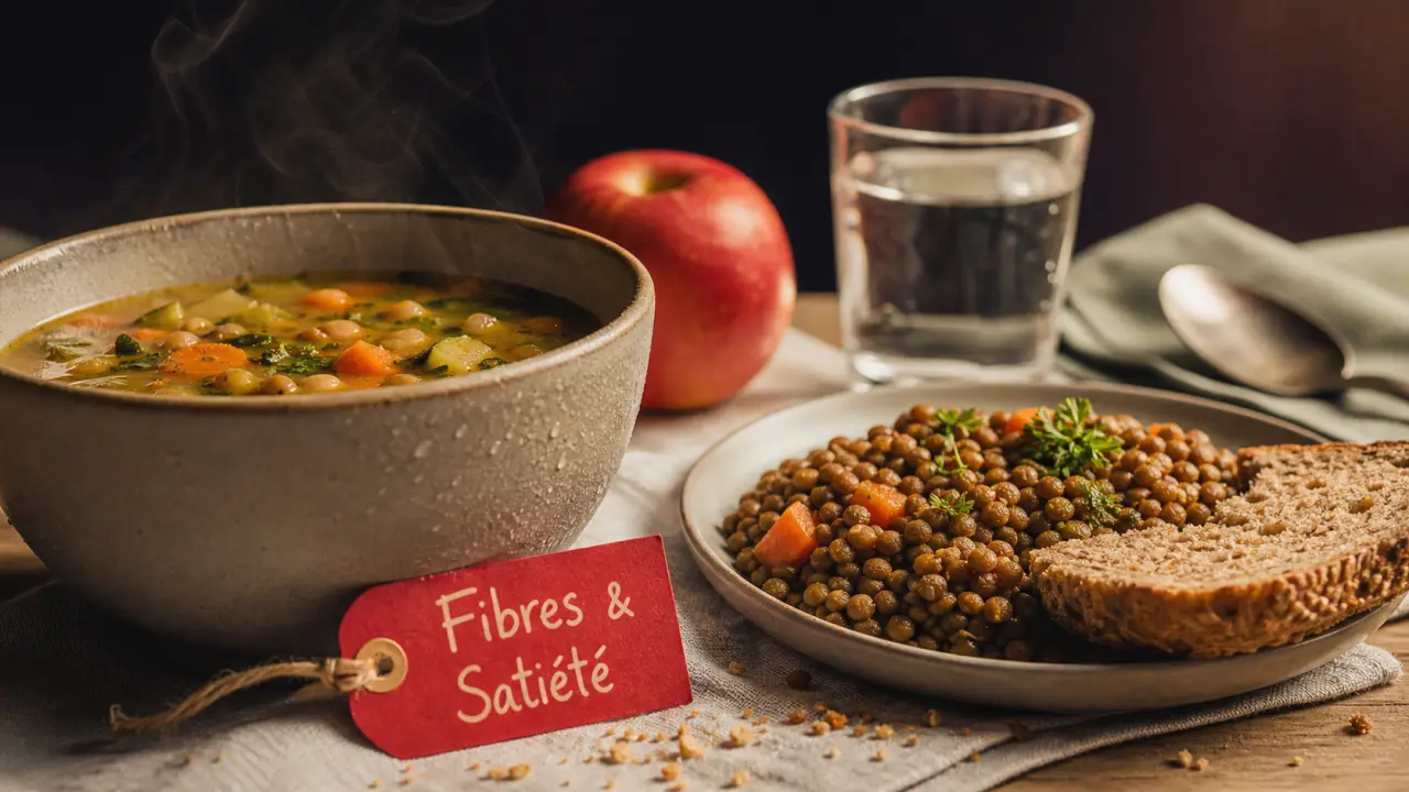 Aliments riches en fibres pour maigrir : soupe aux légumes et lentilles