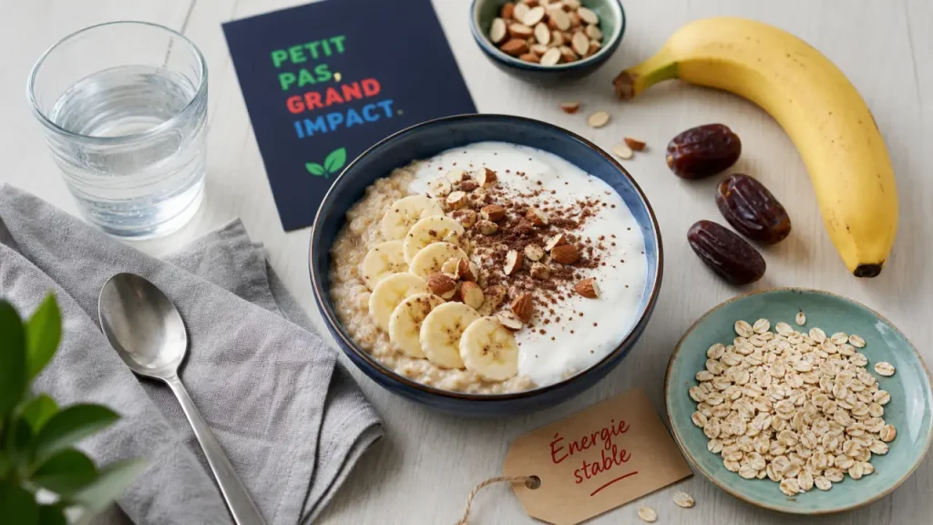 Banane et flocons d’avoine, aliment qui donne de l energie rapidement