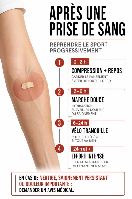 Peut on faire du sport après une prise de sang : schéma des délais de reprise et des précautions