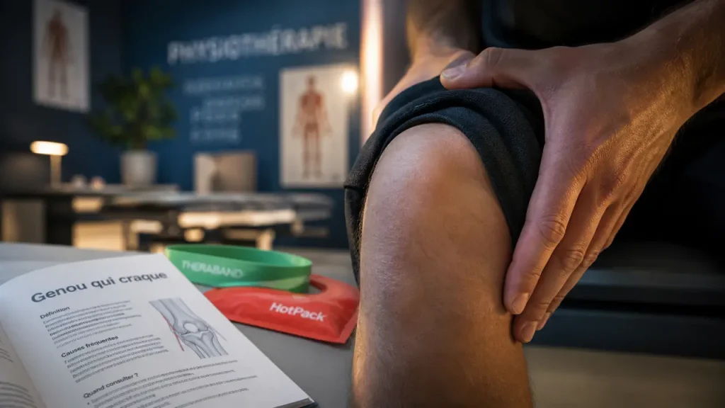 Genou qui craque et douleur, genou examiné par une kiné