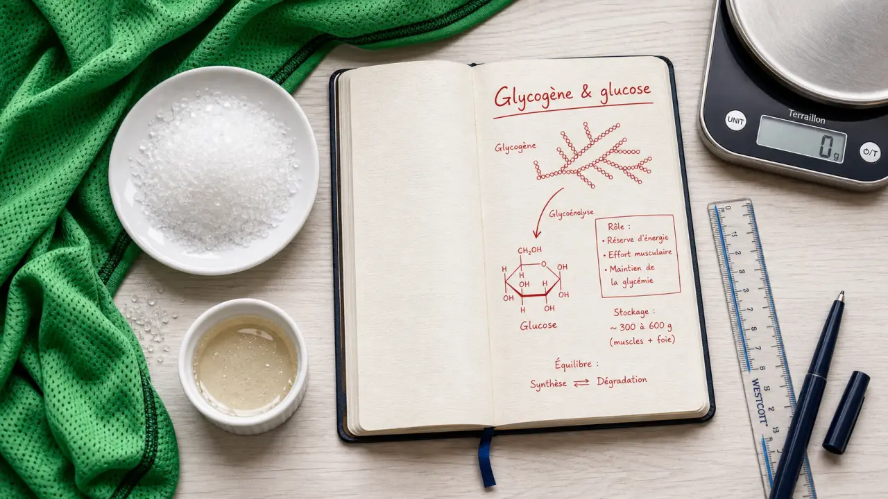 Glycogène : partage énergie foie et muscles, glycémie stable