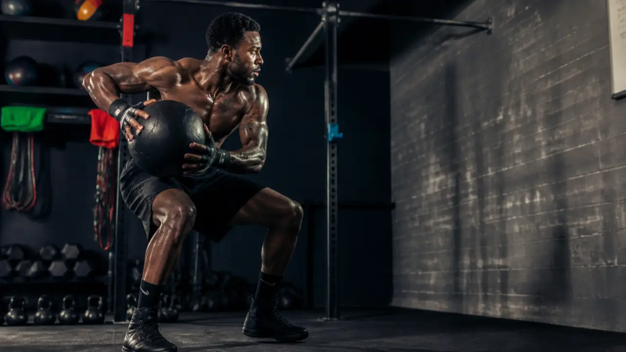 Musculation pour la boxe : boxeur lançant une medicine ball