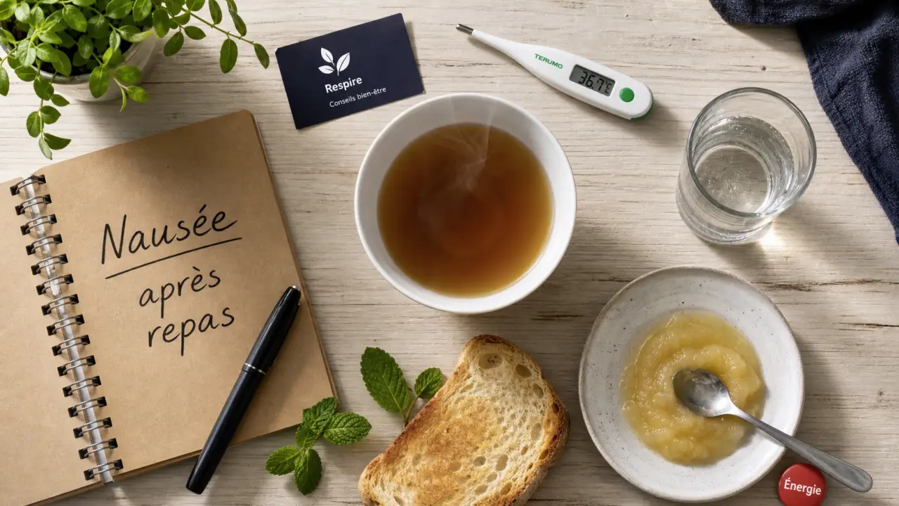 Nausée apres avoir manger : reflux et repas gras, thé tiède et pain grillé