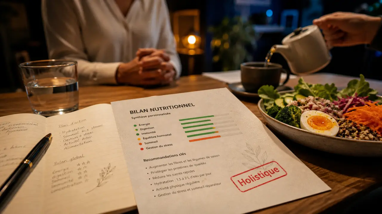 Nutritionniste holistique : carnet, bilan nutritionnel et aliments complets