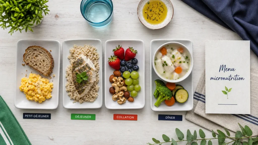 Régime micronutrition menu type : 4 repas pour limiter les fringales