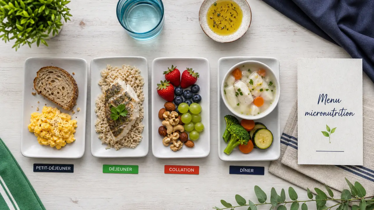Régime micronutrition menu type : 4 repas pour limiter les fringales