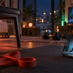Cours de sport en ligne sur smartphone : tapis et élastique