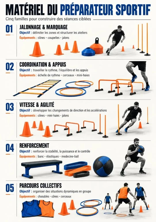 Matériel préparateur sportif organisé par objectifs d’entraînement