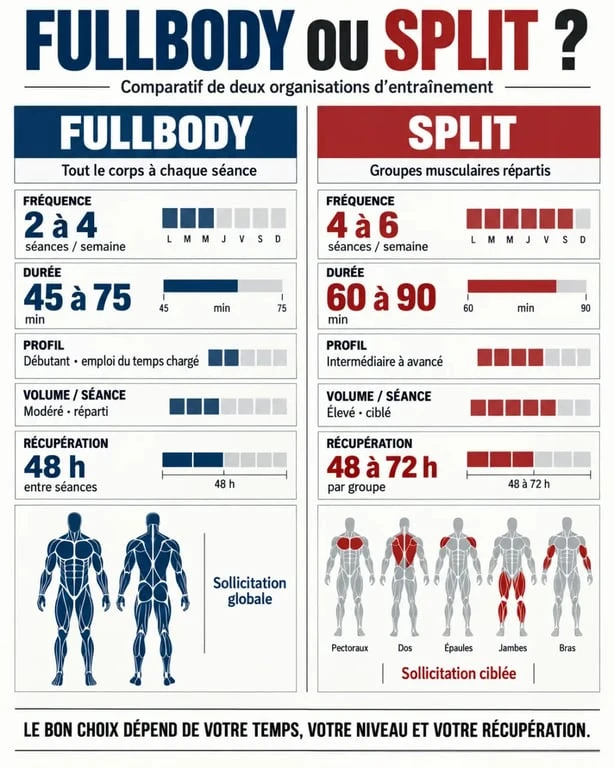 Programme fullbody versus split : comparaison de la fréquence, du volume et de la récupération
