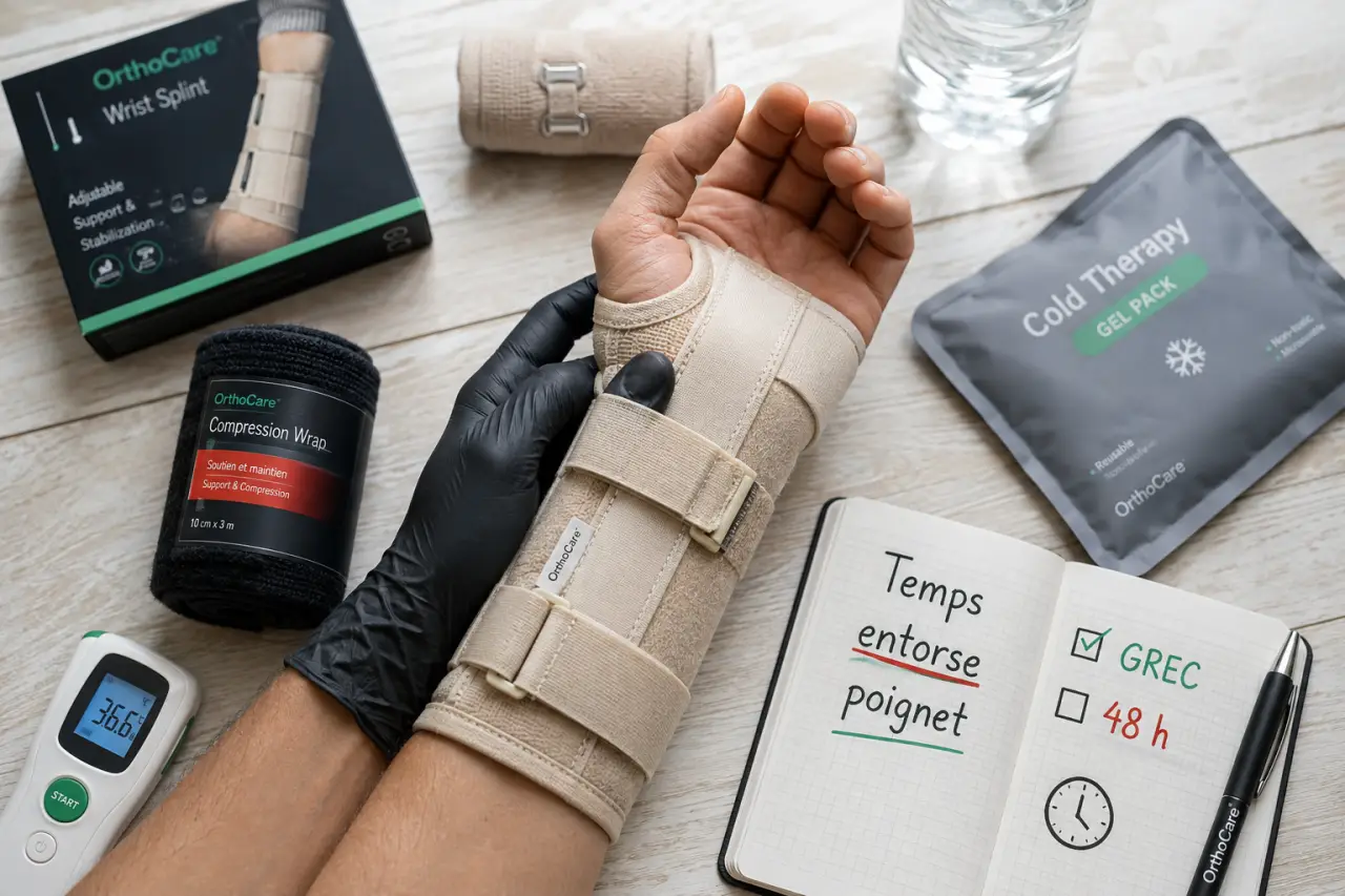 Entorse poignet : temps de guérison, soins en 48 h et attelle