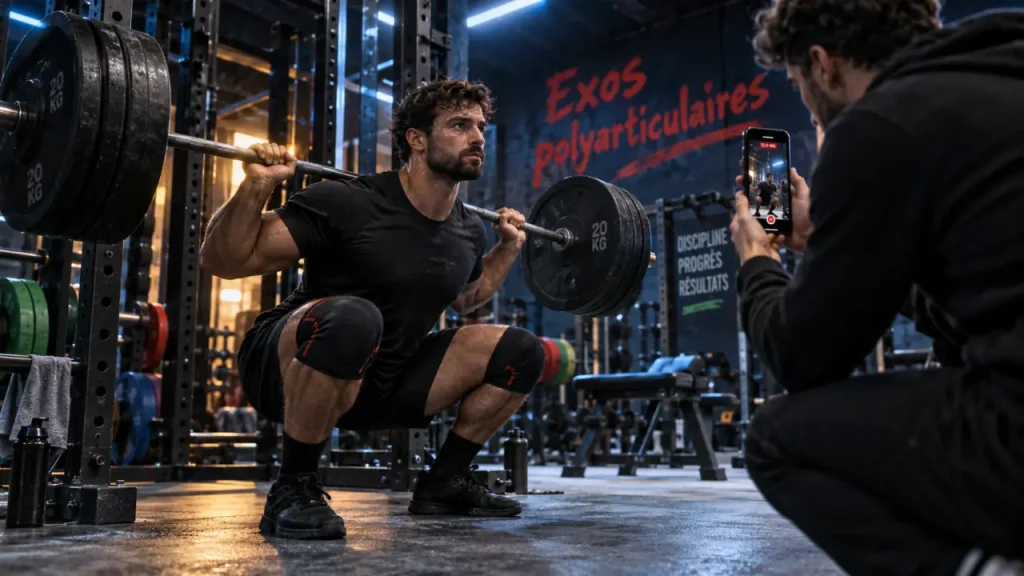 Exos polyarticulaires : squat technique, gain de temps, smartphone analyse