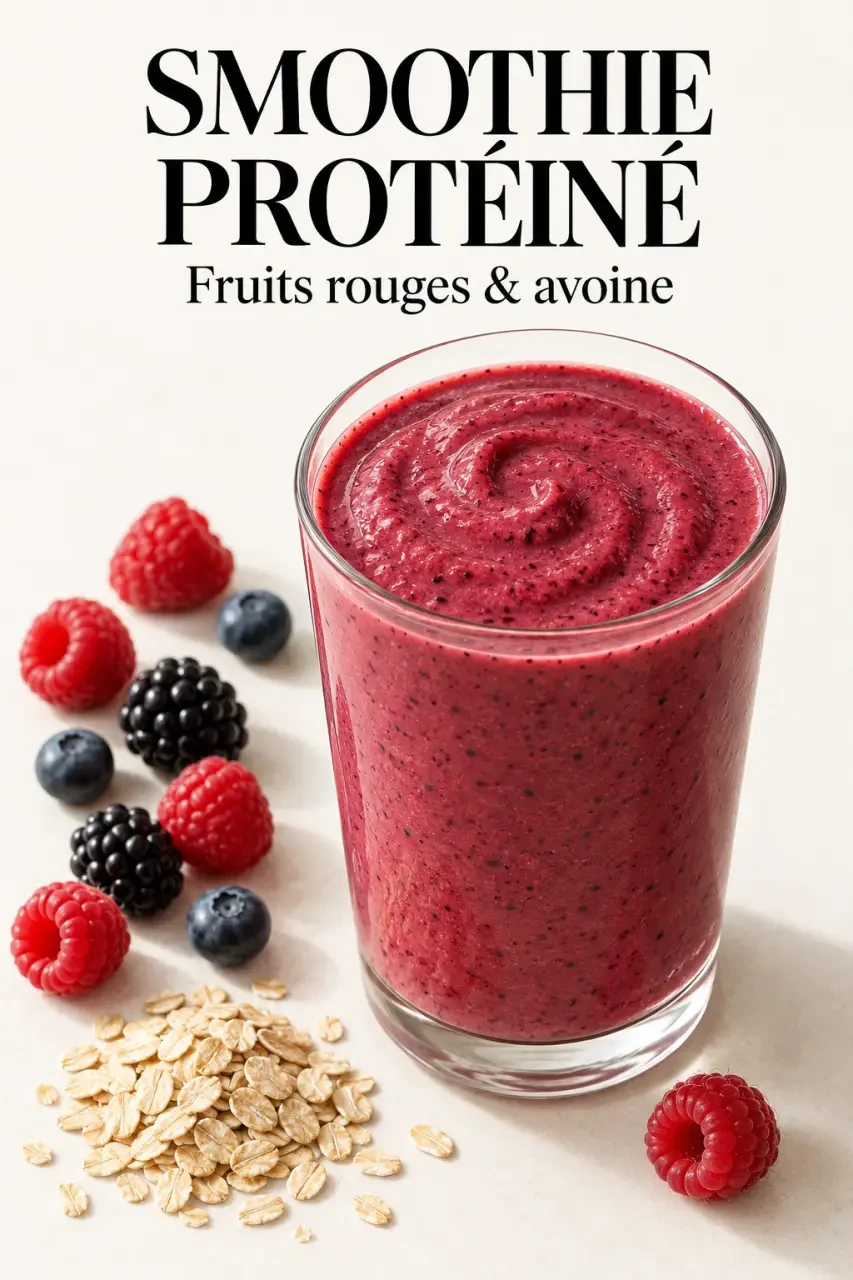 Smoothie protéiné pour le sport aux fruits rouges après l’entraînement